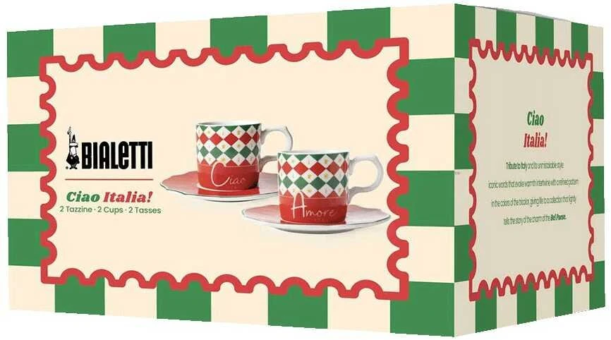 Bialetti Set 2 filiżanki wraz ze spodkami Tricolore (TRICOL01)