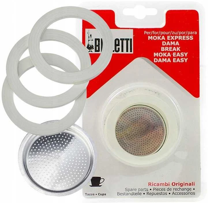 Bialetti - 3 sandarikliai + sietelis 12tz Aliuminio kavos aparatams