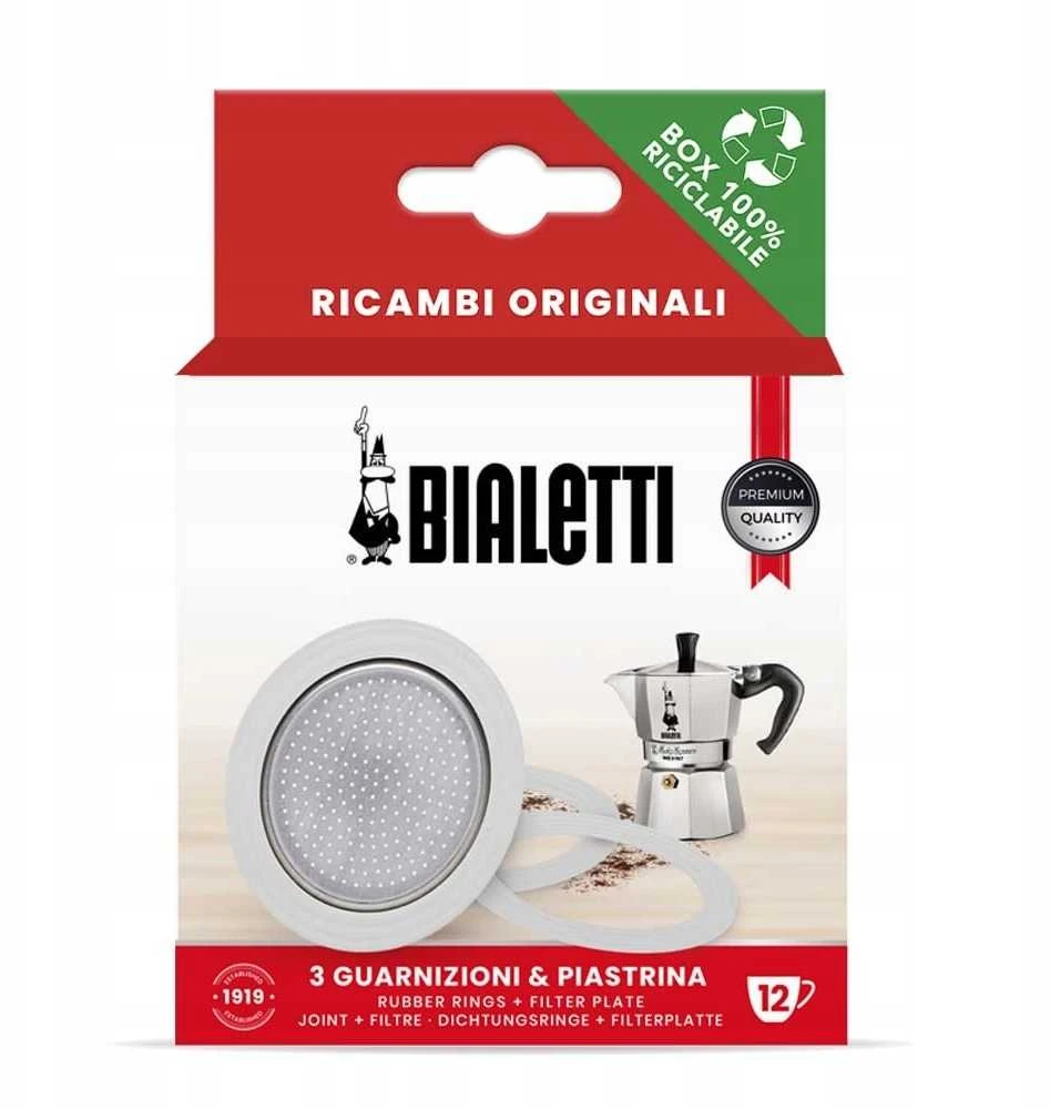 Bialetti - 3 sandarikliai + sietelis 12tz Aliuminio kavos aparatams