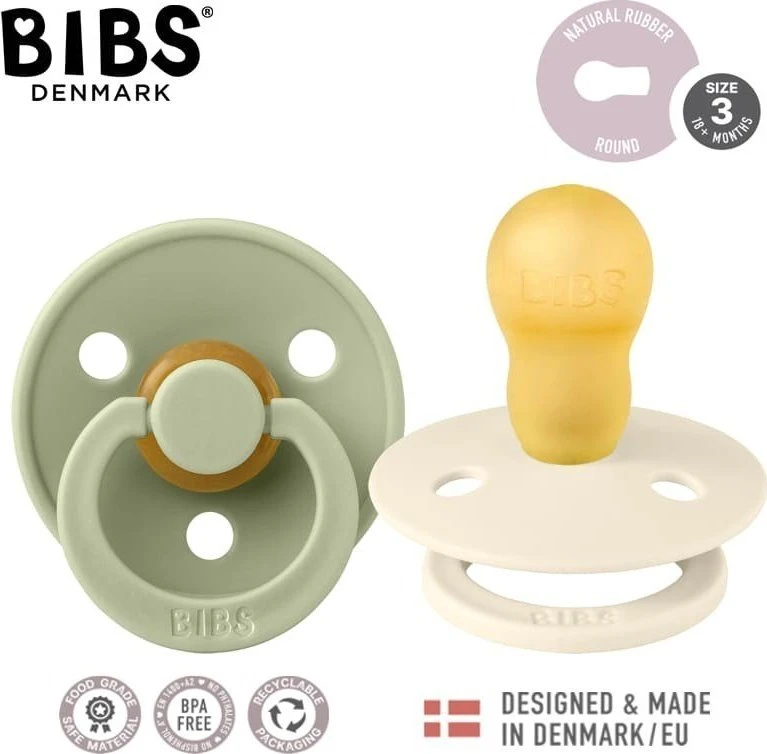 BIBS 18+ mėn. čiulptukai COLOUR, 2 vnt., Sage/Ivory