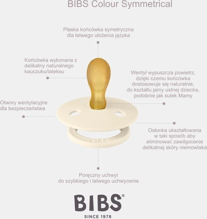 BIBS čiulptukų rinkinys 2 dydis (6 - 18 mėn.) Symmetrical Ivory / Blush