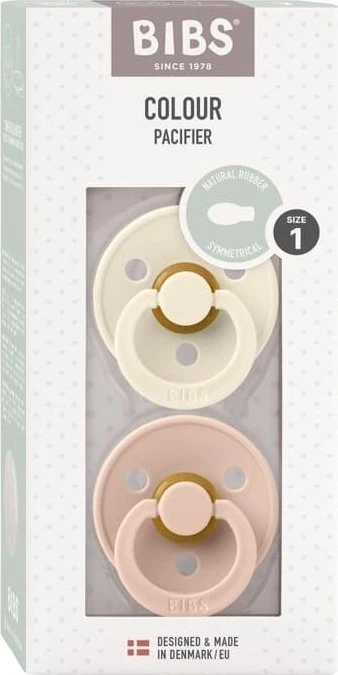 BIBS čiulptukų rinkinys 1 dydis (0 - 6 mėn.) Symmetrical Ivory / Blush