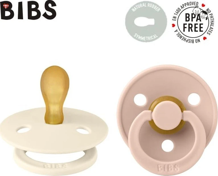 BIBS čiulptukų rinkinys 1 dydis (0 - 6 mėn.) Symmetrical Ivory / Blush