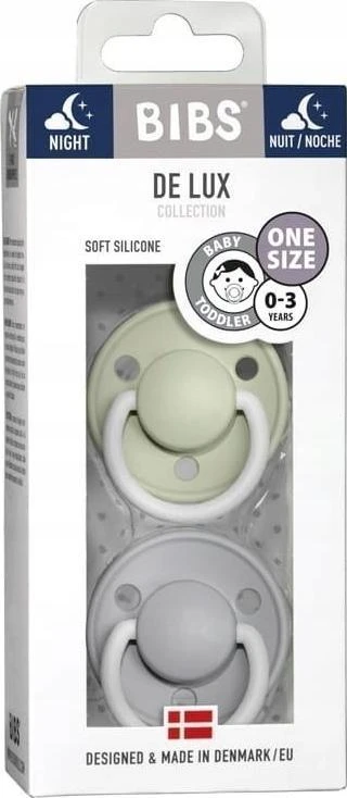 Bibs BIBS DE LUX ONE SIZE 2- PACK SAGE NIGHT & CLOUD NIGHT Čiulptukas nusiraminimui silikonowy