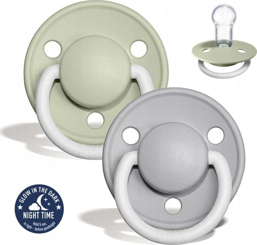 Bibs BIBS DE LUX ONE SIZE 2- PACK SAGE NIGHT & CLOUD NIGHT Čiulptukas nusiraminimui silikonowy