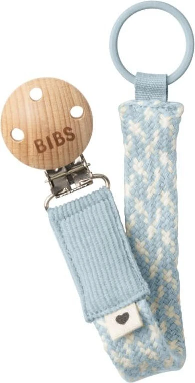 Bibs BIBS PACIFIER BRAID BABY Mėlynas & IVORY čiulptukų pakabukas 100% organinė medvilnė