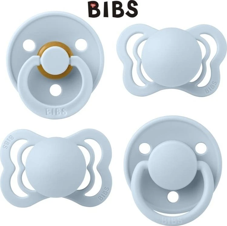 Bibs BIBS TRY-IT PACK BABY Mėlynas 4 čiulptukų rinkinys kūdikiams dovanų rinkinys