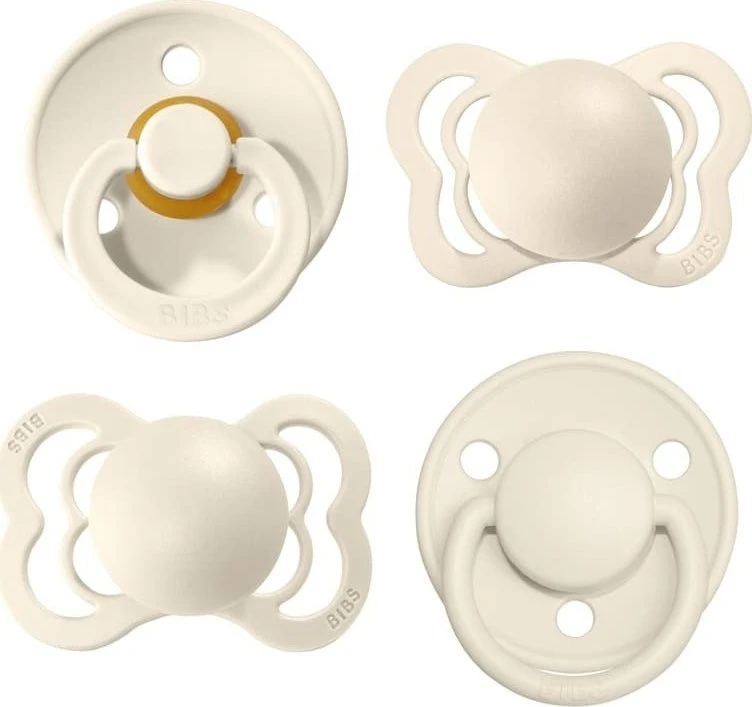 BIBS vaikiški čiulptukai, apvalūs, anatomiški, simetriški, 0m+ Ivory, 4 vnt.