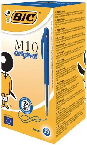 BIC M10 clic, Clip, Užsegamas ištraukiamas tušinukas, Mėlynas, 50 vnt., Vidutinis