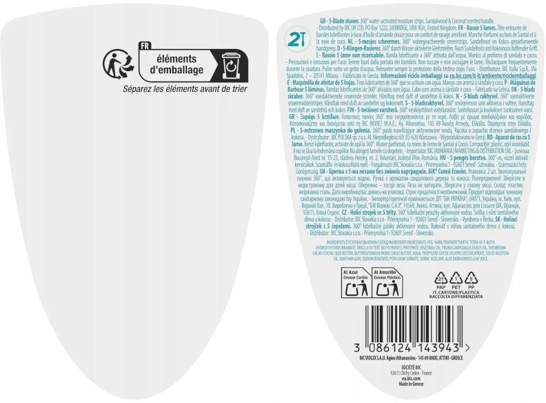 Bic BIC Skustuvas Soleil Escape 5 Sandalwood&Coconut 1pak.-2vnt.