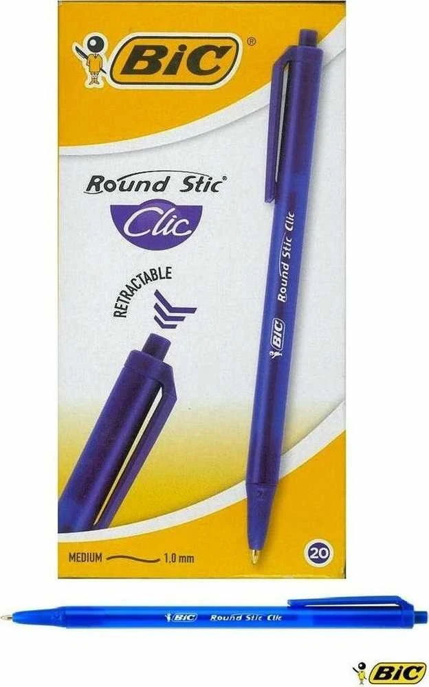 Bic Tušinukas Round Stic Clic 1.0 mm, mėlynas, pakuotėje 20 vnt. 379640