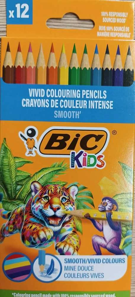 BIC Spalvoti pieštukai Kids Smooth 12 spalvų rinkinys