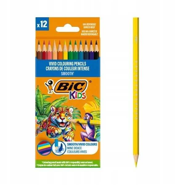 BIC Spalvoti pieštukai Kids Smooth 12 spalvų rinkinys