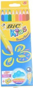 Bic Spalvoti pieštukai Supersoft, 8 spalvų rinkinys, su drožtuku