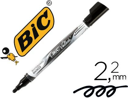 Bic Žymeklis baltai lentai Velleda Liquid Ink 2,2-4,2 mm, juodas, pakuotėje 12 vnt.