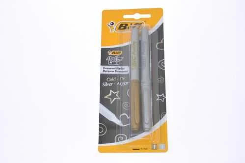 BIC Permanentiniai žymekliai, 2 vnt. rinkinys, auksinis + sidabrinis 302259