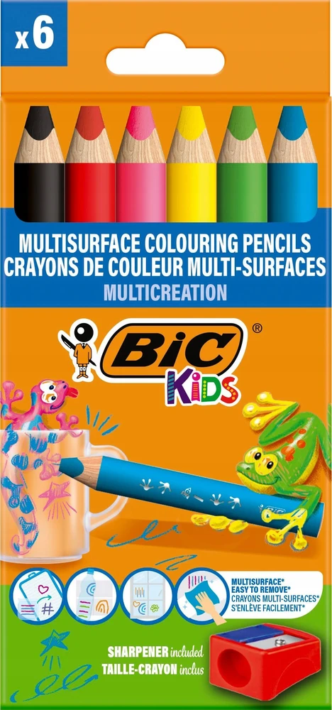Bic Kredelės daugiafunkcinės 6 spalvų su drožtuku