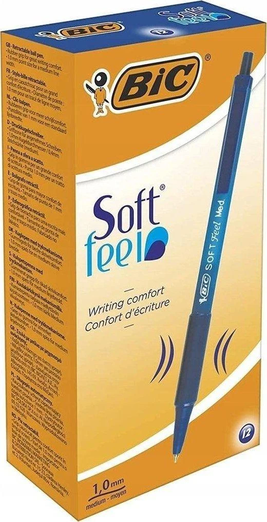 Bic Tušinukas Softfeel Clic 1.0 mm, mėlynas, pakuotėje 12 vnt. 914346