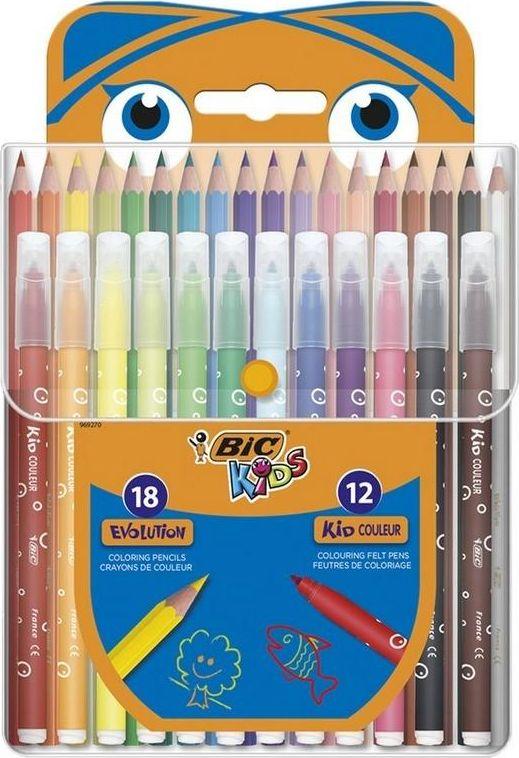 BIC Kid Couler flomasteriai ir Evolution spalvinimo pieštukai