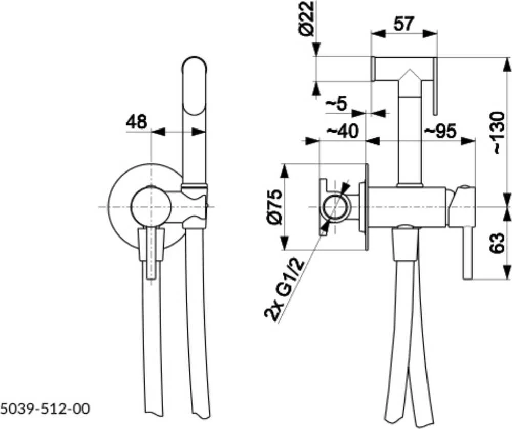 Bidet baterija KFA Chromo paviršiaus mosa (5039 -512-0)