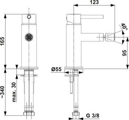 Bidet baterija KFA Stovintis moza aukso šepetys (5037-015-31)