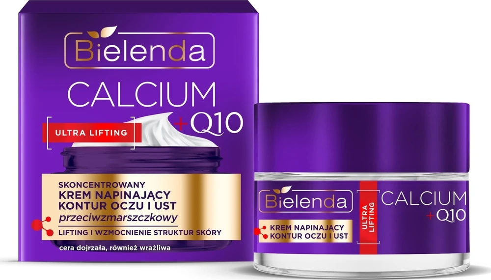 Bielenda Koncentruotas paakių ir lūpų kontūrą stangrinantis kremas nuo raukšlių Calcium + Q10 15ml