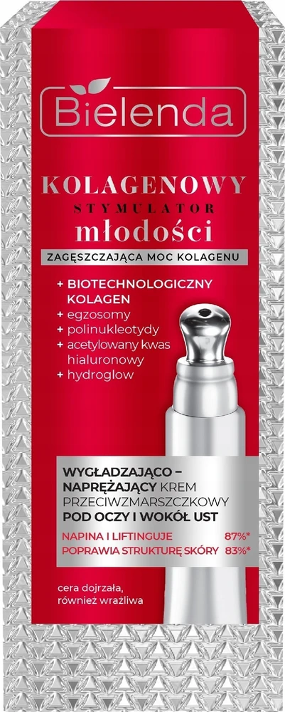 BIELENDA Collagen Youth Stimulator Lyginantis ir stangrinantis kremas nuo raukšlių po akimis ir aplink burną 15 ml