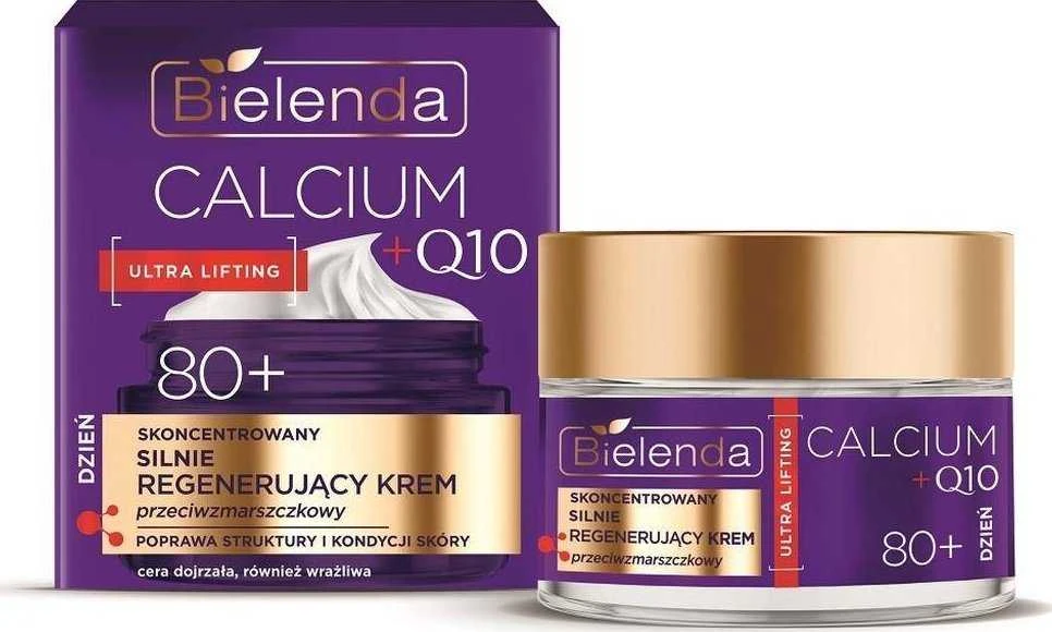 Bielenda Kalcio + Q10 koncentruotas, stipriai regeneruojantis dieninis kremas nuo raukšlių 80+ 50ml