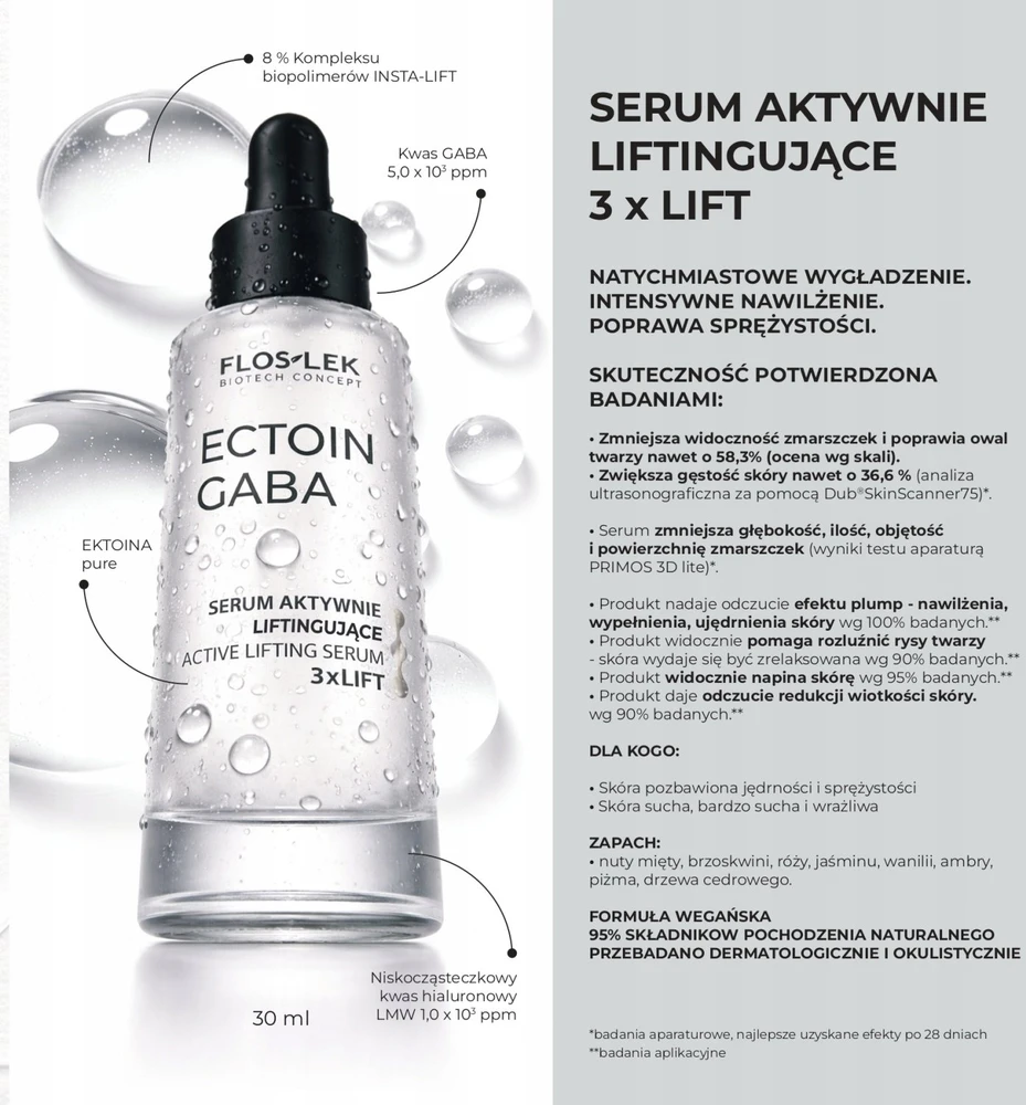 Bielenda Floslek Ectoin Gaba aktyvus stangrinamasis veido serumas 3xLIFT UP 330ml