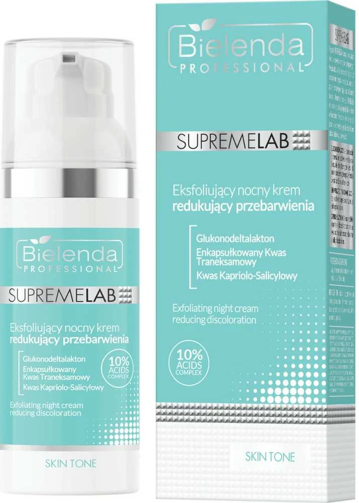 Bielenda Professional „SupremeLab Skin Tone“ šveičiamasis naktinis kremas spalvos pakitimams mažinti, 50 ml