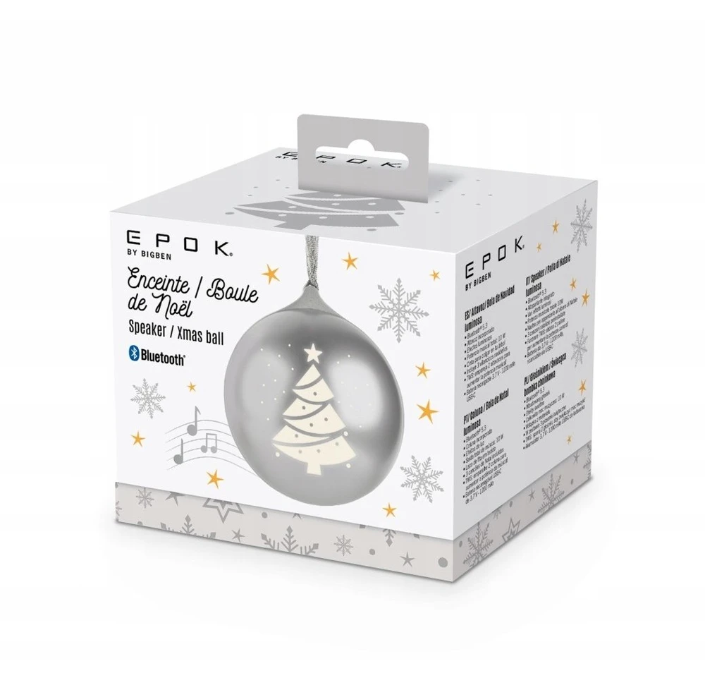 Big Ben BigBen Garso kolonėlė Šviečiantis kalėdinis rutulys Sidabrinis (XMASBALLSILV)