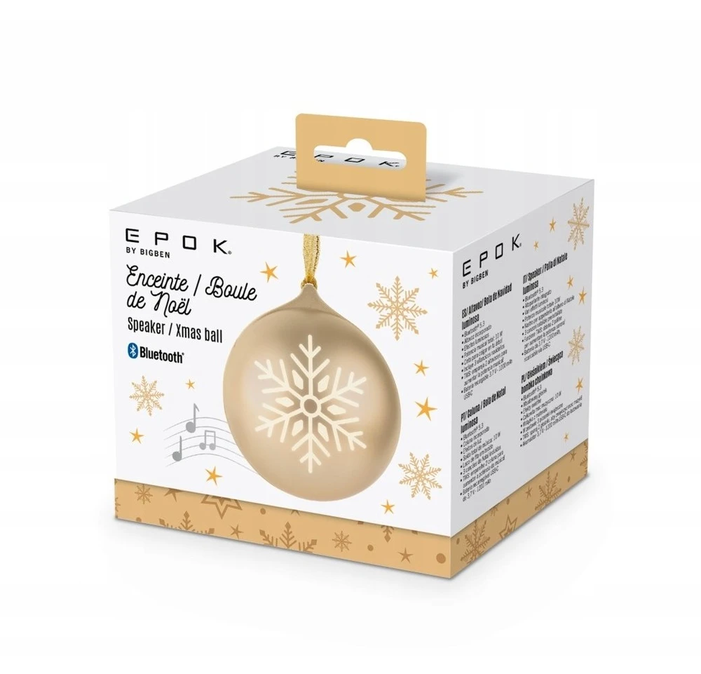 Big Ben BigBen Garsiakalbis Šviečiantis kalėdinis burbulas Auksinis (XMASBALLGOLD)