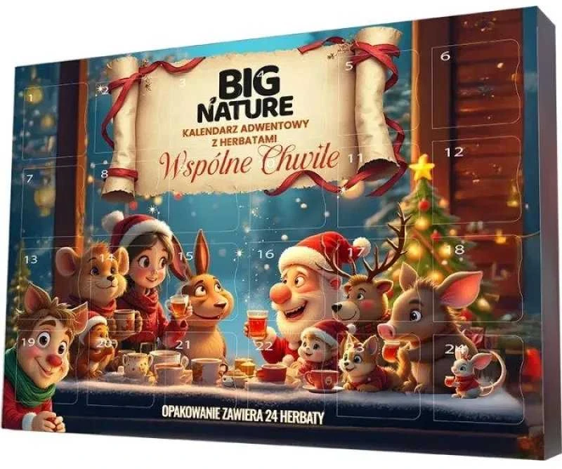 Big Nature arbatų advento kalendorius su personažų iliustracija