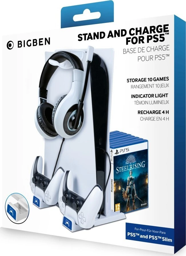 BIG BEN PS5/PS5 Slim Console stovas su DualSense įkrovikliu