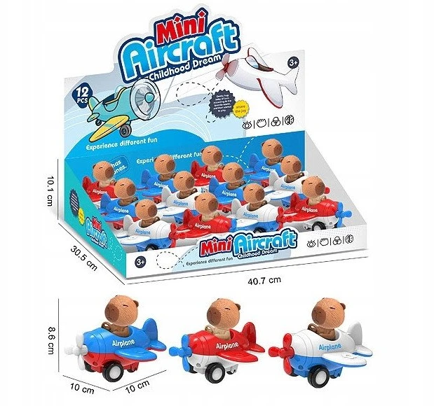 BIGTOYS Kapibara lėktuve 10 cm 3 kol BSAM4185 74185