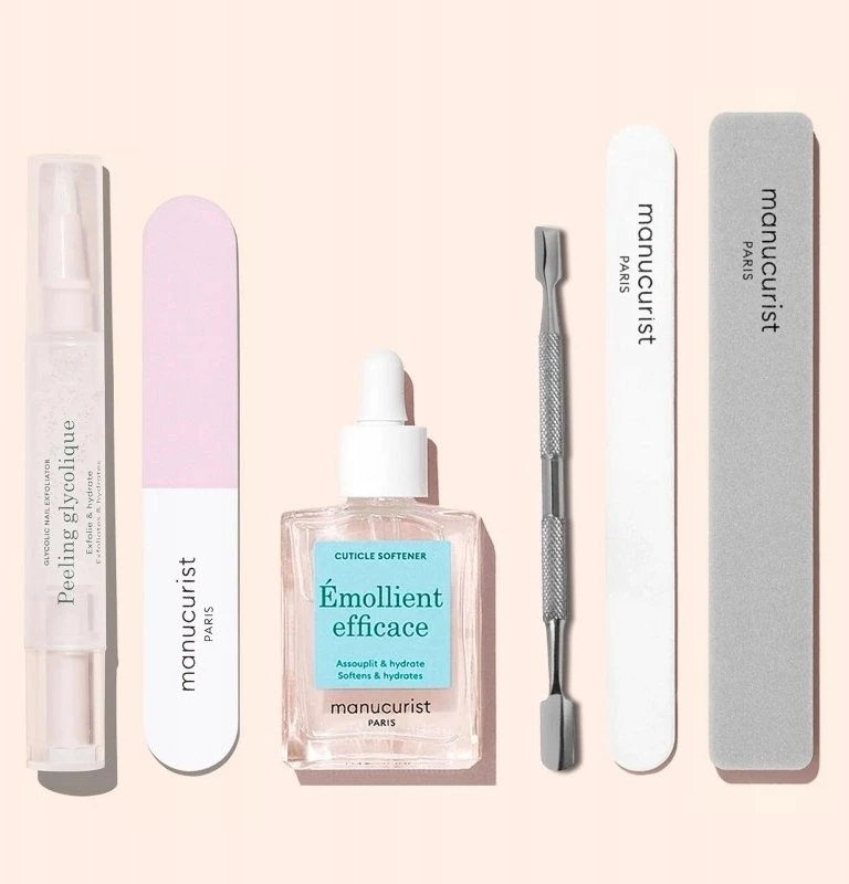 Bingospa Manucurist „Glossy Booster Duo“ rinkinys: glikolio rūgšties pilingas + dvifazis poliravimo skystis