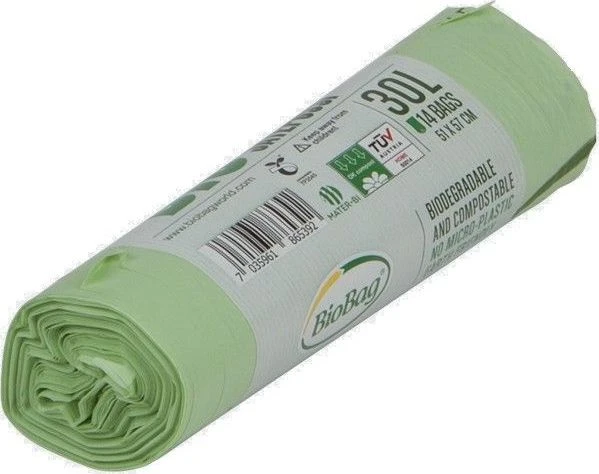 Biobag Worki na odpady organiczne. 100% biodegradowalne i kompostowalne, 30 litrów, 14 vnt