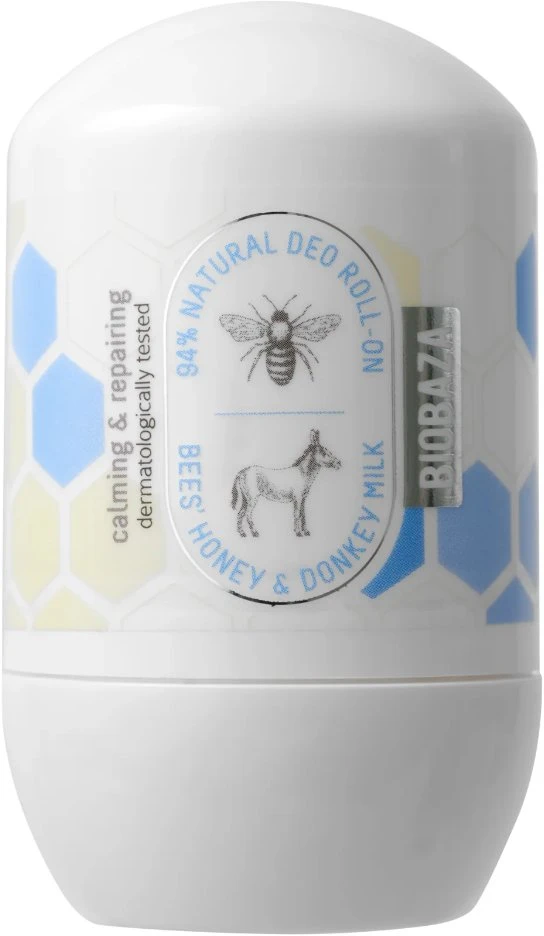 Biobaza Bee's Honey & Donkey Milk Soothing & maitininantis Dezodorantas Roll-On Unisex, 50 ml
