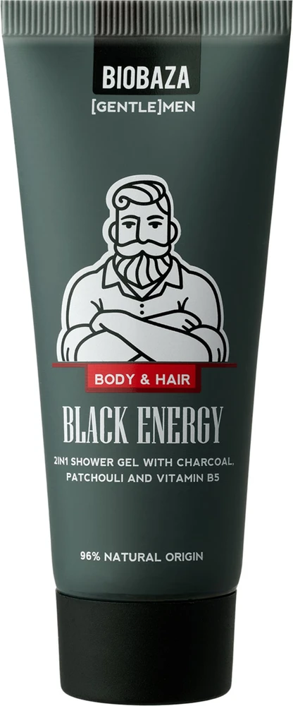 Biobaza Juodas Energy Dušo želė & Šampūnas 2-In-1 Charcoal, 30 ml