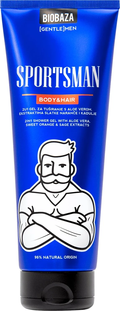 Biobaza Sportsman Citrus & Aromatic Dušo želė & Šampūnas 2-In-1 Natural Ingredients, 220 ml
