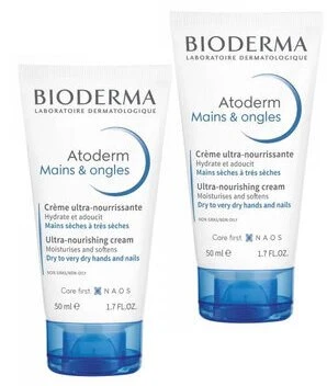 Set Duo Bioderma Atoderm Hydrating Hand Kreminis, 2 vnt., 50 ml
