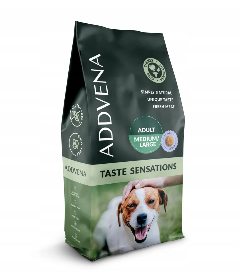 Šunų maistas - ADDVENA Taste Sensations Adult Medium/Large kalakutiena 10kg
