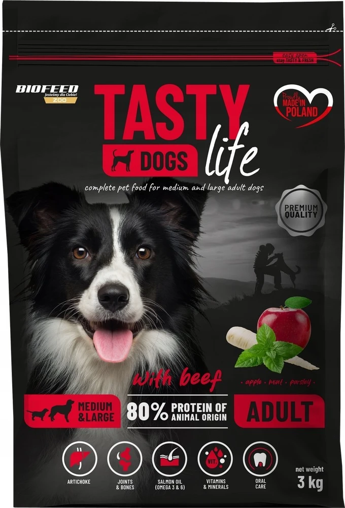 Sausas Šunų Maistas - BIOFEED Tasty Life Jautiena 3kg Vidutinėms ir Didelėms Veislėms
