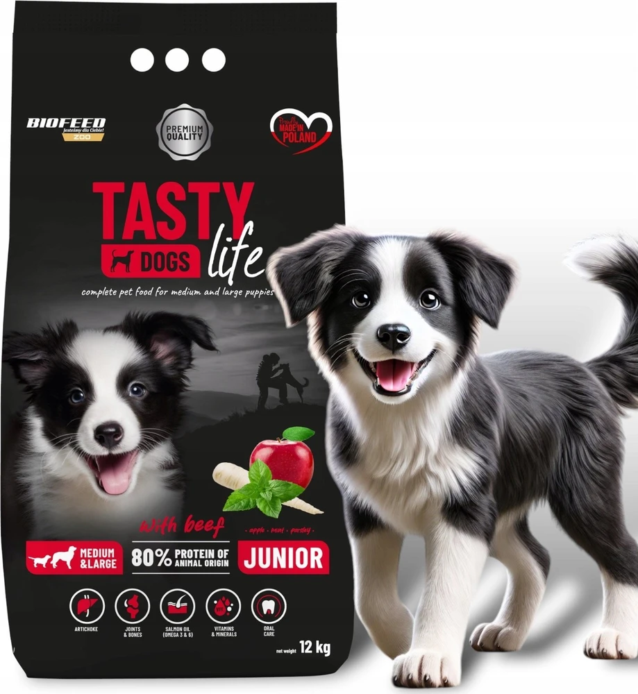 Sausas Šunų Maistas - BIOFEED Tasty Life Junior Jautiena 12kg