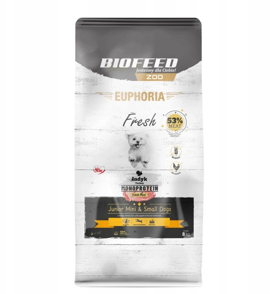 Šunų Maistas - BIOFEED Euphoria Fresh Junior Mini & Small kalakutiena 8kg
