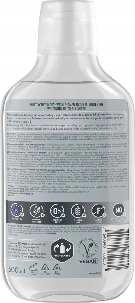 Skylab BIOMED NATURAL WHITENING burnos skalavimo skystis, 500 ml