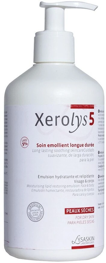 Lab Lysaskin Xerolys 5 apsaugo ir drėkina kūno emulsiją veidui ir kūnui, 500 ml