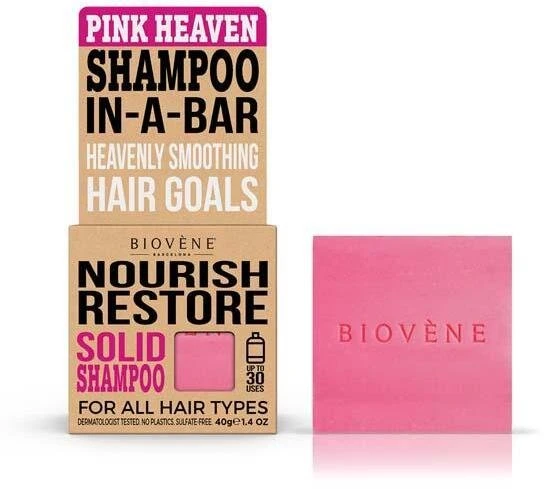 Biovene Rožinė Heaven Hair Šampūnas Bar maitininantis, 40 g