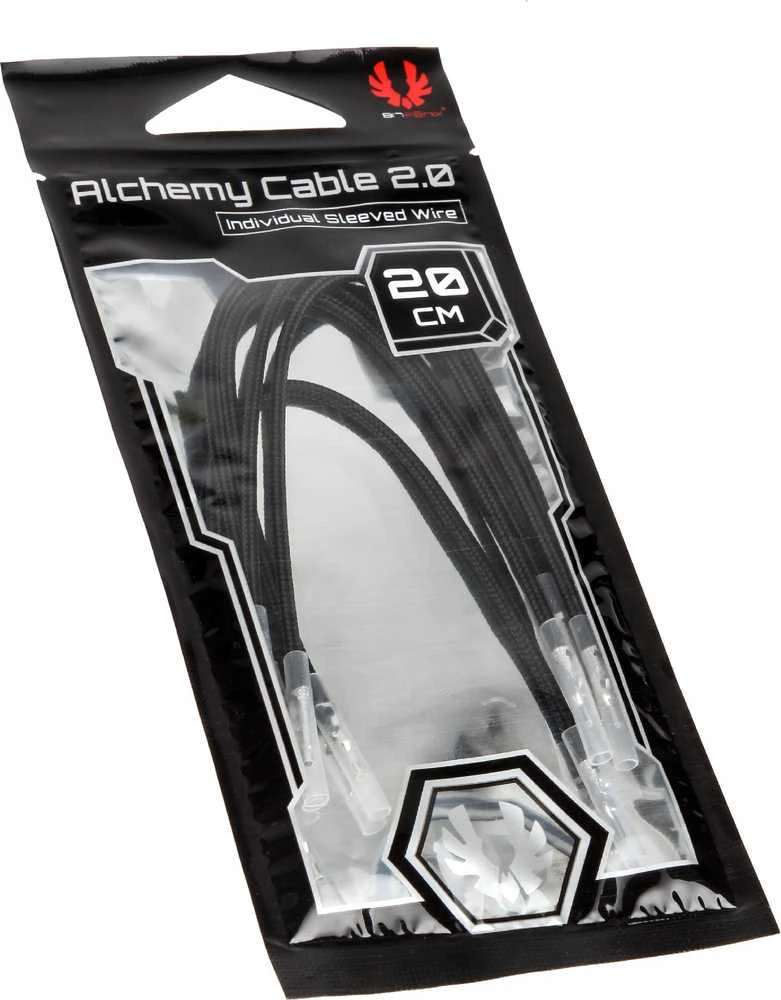 BitFenix Alchemy 2.0 PSU Cable, 5x 20cm – juodos spalvos