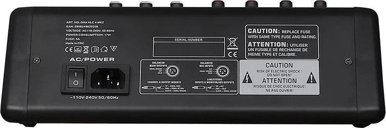 DNA Professional HLC 4 MK2 - analoginis maišytuvas su USB, Bluetooth, MP3, fantominiu maitinimu ir DSP procesoriumi